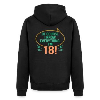 18th birthday - Unisex Premium Organic Zip Hoodie - black - Back - Nico (187cm)