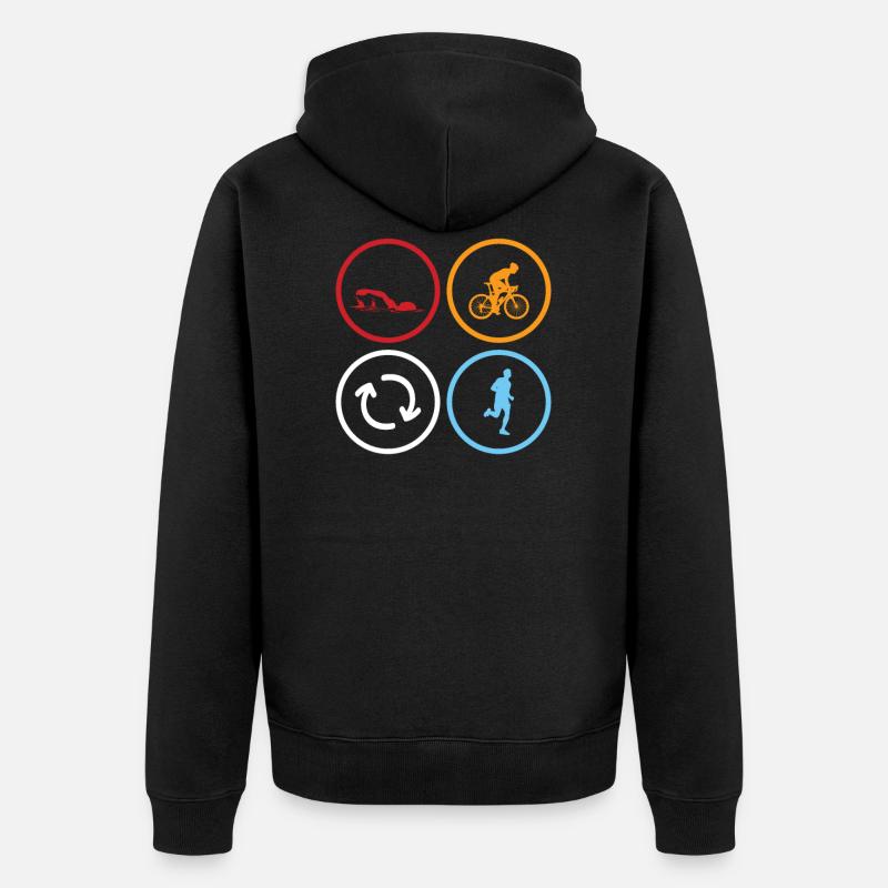 Triathlon Triathlet Geschenk Geschenkidee - Unisex Premium Bio Zip Hoodie - Schwarz