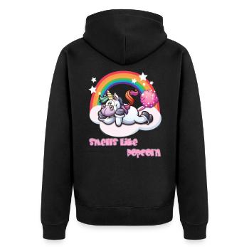 Licorne péter - sent le pop-corn - Veste à capuche bio Premium Unisexe - noir - Dos - Nico (187cm)