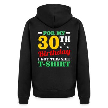 30e anniversaire - Veste à capuche bio Premium Unisexe - noir - Dos - Nico (187cm)
