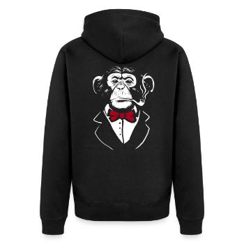 Funny monkey with a suit for monkeys & animal lovers - Unisex Premium Organic Zip Hoodie - black - Back - Nico (187cm)