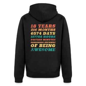 18th birthday - Unisex Premium Organic Zip Hoodie - black - Back - Nico (187cm)