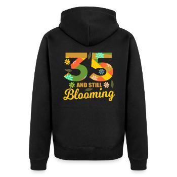 35. Geburtstag 35 Jahre alte Geschenkidee - Unisex Premium Bio Zip Hoodie - Schwarz - Hinten - Nico (187cm)