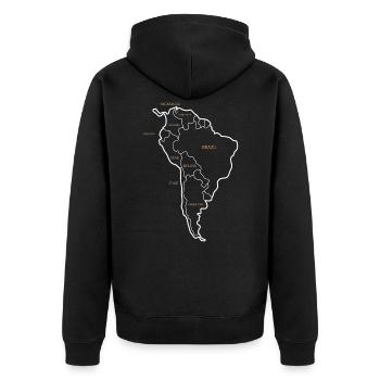 Modern map of South America - Unisex Premium Organic Zip Hoodie - black - Back - Nico (187cm)