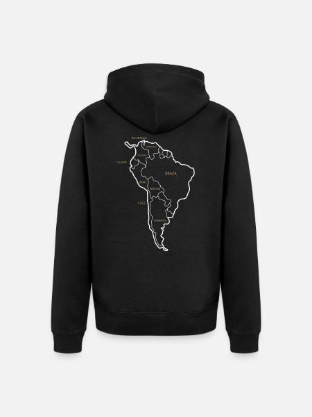 Modern map of South America - Unisex Premium Organic Zip Hoodie - black
