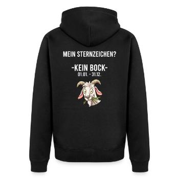 Sternzeichen Kein Bock | Ziege Lustig Geschenk - Unisex Premium Bio Zip Hoodie - Schwarz - Hinten - Nico (187cm)