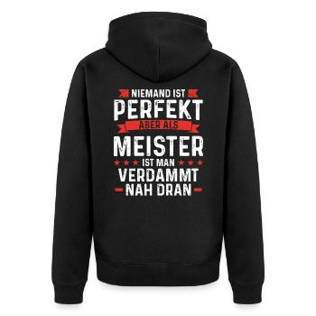 Personne n'est parfait mais tu es un maître - Veste à capuche bio Premium Unisexe - noir - Dos - Nico (187cm)