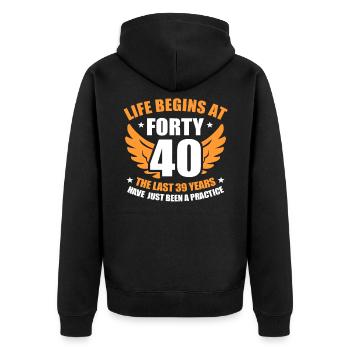 40e anniversaire - Veste à capuche bio Premium Unisexe - noir - Dos - Nico (187cm)