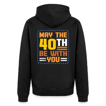 40th birthday - Unisex Premium Organic Zip Hoodie - black - Back - Nico (187cm)
