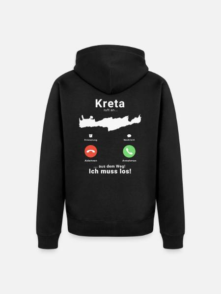 Griechenland Kreta Anruf Insel Urlaub Reise - Unisex Premium Bio Zip Hoodie - Schwarz