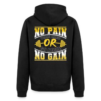 Pas de douleur pas de gain bodybuilder disant la motivation - Veste à capuche bio Premium Unisexe - noir - Dos - Nico (187cm)