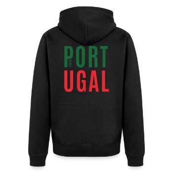 Portugal - Unisex Premium Bio Zip Hoodie - Schwarz - Hinten - Nico (187cm)
