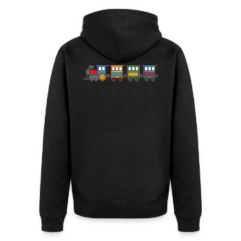 Zug - Unisex Premium Bio Zip Hoodie - Schwarz - Hinten - Nico (187cm)