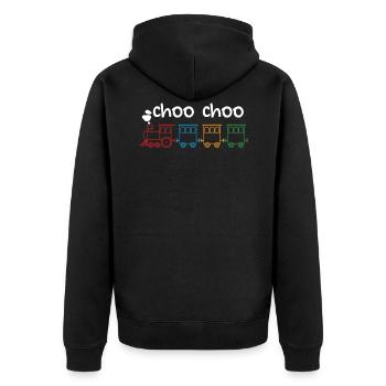 Zug - Unisex Premium Bio Zip Hoodie - Schwarz - Hinten - Nico (187cm)