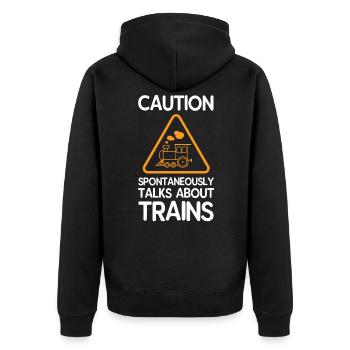 Zug - Unisex Premium Bio Zip Hoodie - Schwarz - Hinten - Nico (187cm)