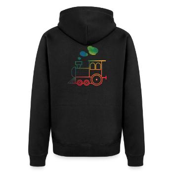 Zug - Unisex Premium Bio Zip Hoodie - Schwarz - Hinten - Nico (187cm)
