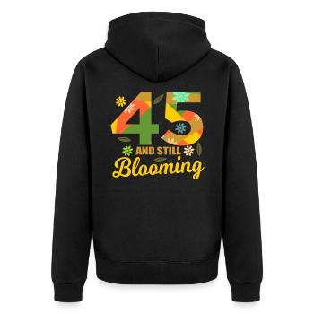 45. Geburtstag 45 Jahre alte Geschenkidee - Unisex Premium Bio Zip Hoodie - Schwarz - Hinten - Nico (187cm)