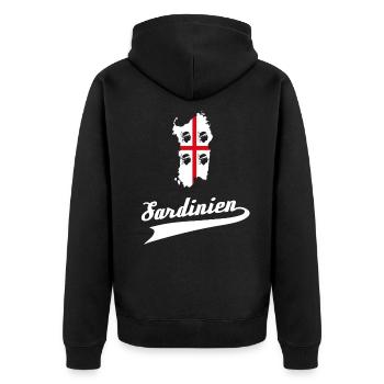 Sardinien Sardinia Flagge Sardegna S - Unisex Premium Bio Zip Hoodie - Schwarz - Hinten - Nico (187cm)