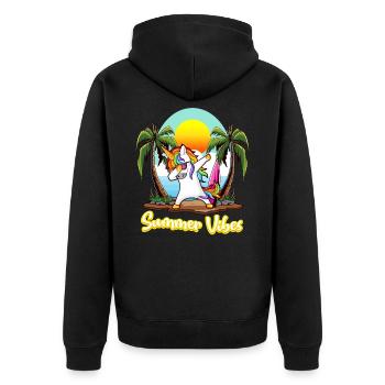 Summer Vibes Unicorn Vacation Colorful Humor - Unisex Premium Organic Zip Hoodie - black - Back - Nico (187cm)