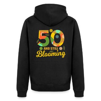50. Geburtstag 50 Jahre alte Geschenkidee - Unisex Premium Bio Zip Hoodie - Schwarz - Hinten - Nico (187cm)