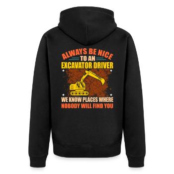 Bagger - Unisex Premium Bio Zip Hoodie - Schwarz - Hinten - Nico (187cm)