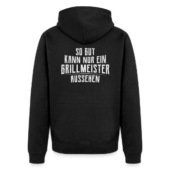 So gut kann nur ein Grillmeister aussehen - Unisex Premium Bio Zip Hoodie - Schwarz - Hinten - Nico (187cm)