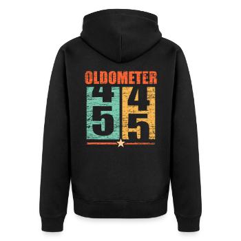 55. Geburtstag - Unisex Premium Bio Zip Hoodie - Schwarz - Hinten - Nico (187cm)