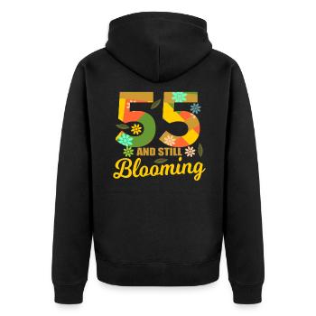 55. Geburtstag 55 Jahre alte Geschenkidee - Unisex Premium Bio Zip Hoodie - Schwarz - Hinten - Nico (187cm)