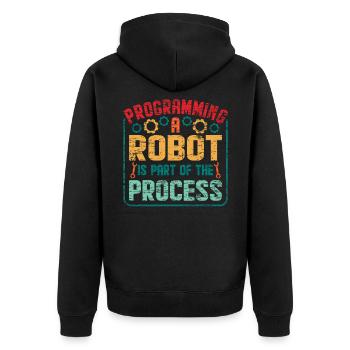 robot - Unisex Premium Organic Zip Hoodie - black - Back - Nico (187cm)