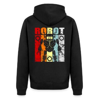 Roboter - Unisex Premium Bio Zip Hoodie - Schwarz - Hinten - Nico (187cm)