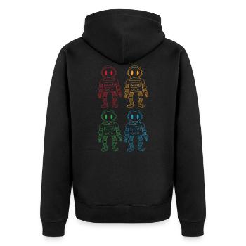 robot - Unisex Premium Organic Zip Hoodie - black - Back - Nico (187cm)