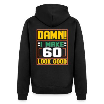 60th birthday - Unisex Premium Organic Zip Hoodie - black - Back - Nico (187cm)