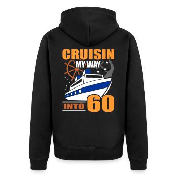 60th birthday - Unisex Premium Organic Zip Hoodie - black - Back - Nico (187cm)