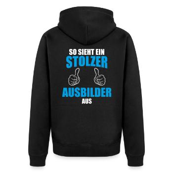 So sieht ein stolzer Ausbilder aus - Unisex Premium Bio Zip Hoodie - Schwarz - Hinten - Nico (187cm)