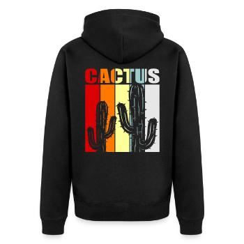 Kaktus - Unisex Premium Bio Zip Hoodie - Schwarz - Hinten - Nico (187cm)