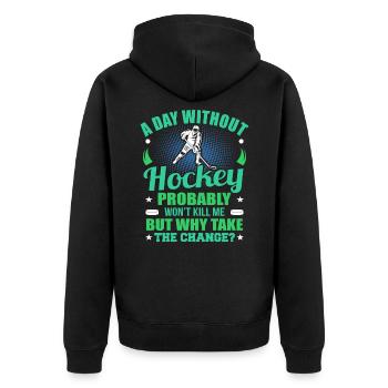 Hockey sur glace - Veste à capuche bio Premium Unisexe - noir - Dos - Nico (187cm)