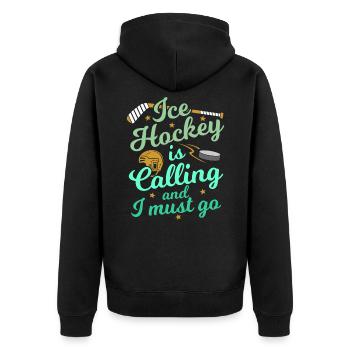 Hockey sur glace - Veste à capuche bio Premium Unisexe - noir - Dos - Nico (187cm)