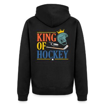 Eishockey - Unisex Premium Bio Zip Hoodie - Schwarz - Hinten - Nico (187cm)