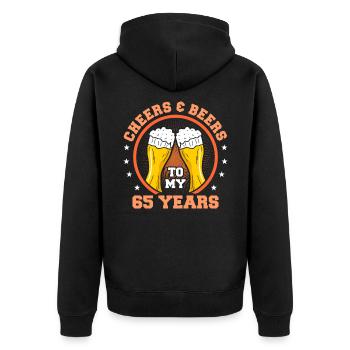65. Geburtstag - Unisex Premium Bio Zip Hoodie - Schwarz - Hinten - Nico (187cm)