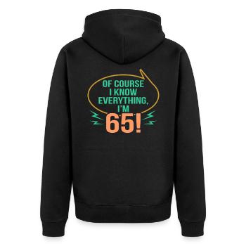 65. Geburtstag - Unisex Premium Bio Zip Hoodie - Schwarz - Hinten - Nico (187cm)