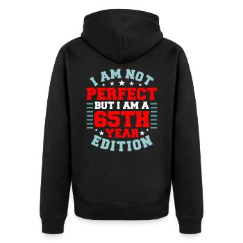65. Geburtstag 65 Jahre alt 65. Party Geschenkidee - Unisex Premium Bio Zip Hoodie - Schwarz - Hinten - Nico (187cm)