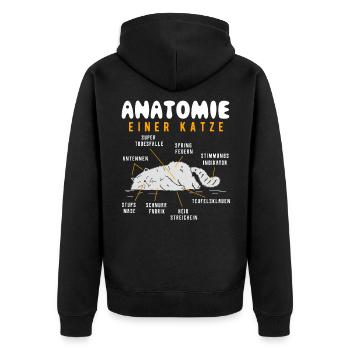 Katze - Unisex Premium Bio Zip Hoodie - Schwarz - Hinten - Nico (187cm)