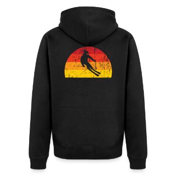 ski - Unisex Premium Organic Zip Hoodie - black - Back - Nico (187cm)