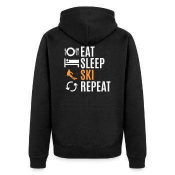 ski - Unisex Premium Organic Zip Hoodie - black - Back - Nico (187cm)