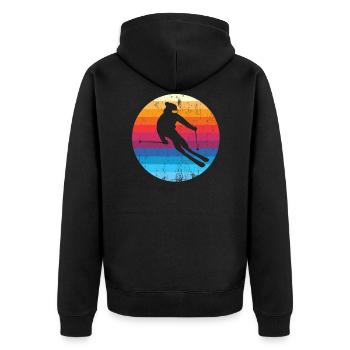 ski - Unisex Premium Organic Zip Hoodie - black - Back - Nico (187cm)