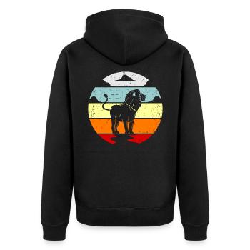 Löwe Löwin Geschenk Geschenkidee - Unisex Premium Bio Zip Hoodie - Schwarz - Hinten - Nico (187cm)