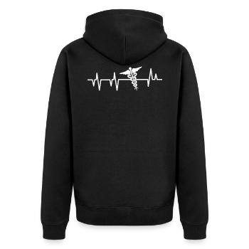 Krankenschwester Krankenpfleger - Unisex Premium Bio Zip Hoodie - Schwarz - Hinten - Nico (187cm)