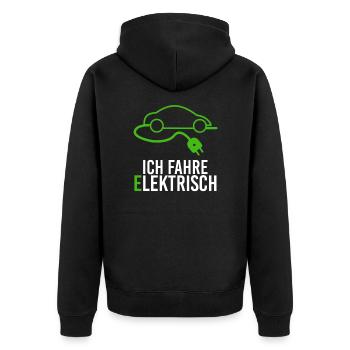Elektroauto E-Mobilität sauberes Fahren elektrisch - Unisex Premium Bio Zip Hoodie - Schwarz - Hinten - Nico (187cm)