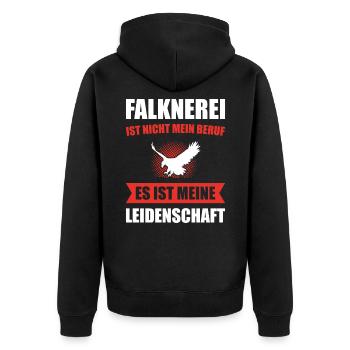 Falknerei nicht mein Beruf Leidensc - Unisex Premium Bio Zip Hoodie - Schwarz - Hinten - Nico (187cm)