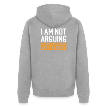 Funny quote - Unisex Premium Organic Zip Hoodie - heather grey - Back - Nico (187cm)